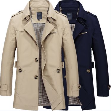 Men's Lightweight Cotton Jacket - Stylish Casual Windbreaker With Wrinkle-Resistant Design For All Seasons (Black, Khaki, Navy, Army Green)"_voghion.com