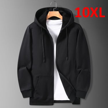 Zip Up Hoodies Men Big Size Hoodie 10XL Spring Autumn Black Hoodies Jackets Male Plus Size Zip Sweatshirt Plus Size 10XL_voghion.com