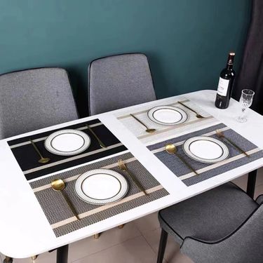 Gold Wire Two Horizontal Stripes Insulation Pad Non Slip And Oil Proof Placemat Western Table Table Cloth Coaster High Quality Placemat_voghion.com