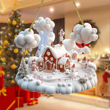 Snowhouse Cloud Steam Balloon Snowman with Rope Hanging Decoration Car porch Pendant_voghion.com