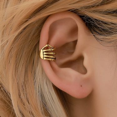 fashion personality punk style skeleton hand spine ear bone clip earrings no ear piercing ear clip ear jewelry_ipsvogv.com