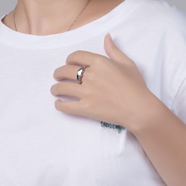 Stainless steel heart shaped love women's ring bracelet Single Rings_voghion.com