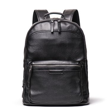 Men's backpack with large capacity outer layer of cowhide, plant tanned leather, retro leather women's travel bag, black backpack_voghion.com