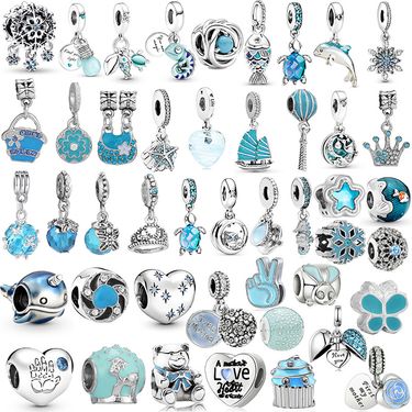 Classic Light Blue Pendant Alloy Sailboat Love Feather Beaded DIY Jewelry Findings & Components_voghion.com