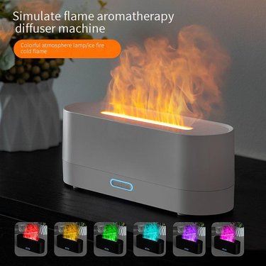 7-Color LED Flame Aroma Diffuser & Humidifier With USB, Quiet Operation, Auto Shut-Off, 8H Timer For Home, Office, Spa_voghion.com
