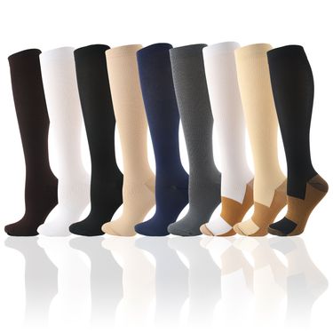 Sports Pressure Solid Color Elastic Copper Ion Compression Long Tube Socks_voghion.com