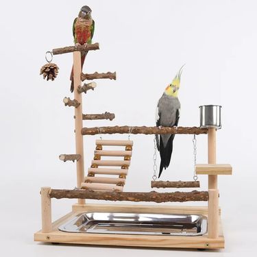 Pepper Wood Parrot Platform, Parrot Climbing Net, Climbing Training Station, Climbing Ladder, Swing Bird Toy Suspension Bridge_voghion.com
