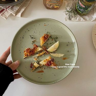 Plate Ins High Value Ceramic Ink Splashing Plate Retro Green Avocado Green Ink Dot Plate Steak Western Plate Home Plate_voghion.com