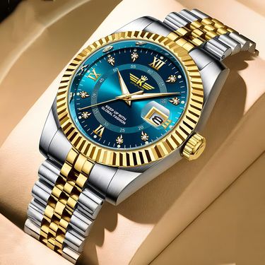 Men's Stylish Stainless Steel Calendar Watch With Luminous Hands - Elegant Casual Timepiece For Everyday Wear Elegant Casual Versatile Men's Watch_voghion.com