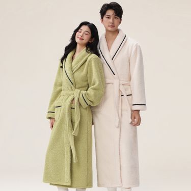 Ultra Soft Coral Fleece Robe For Women & Men - Winter Warm Bathrobe With Pants Set, Cozy Loungewear, Oversized Fit, Multiple Colors_voghion.com