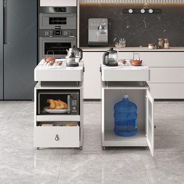 2025 New Model Island Extendable Modern Simple With Tea Brewing Induction Cooker Light Luxury Rock Board Dining Table_voghion.com