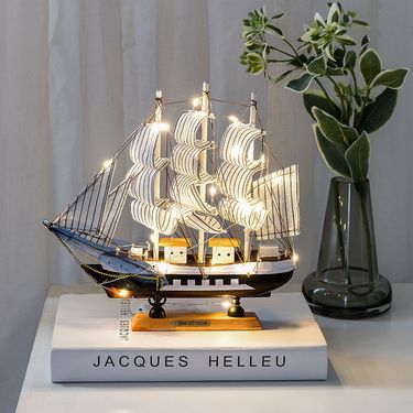 Smooth sailing model living room room, wine cabinet decoration, birthday gift, female wooden craft boat man_voghion.com