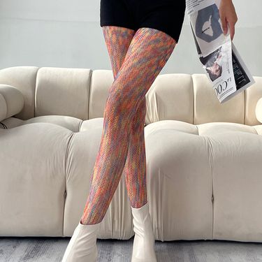 Unisex Rainbow Net Stockings For Women Thin Personality Color Pantyhose Gradient Party Stockings Leg Socks_voghion.com