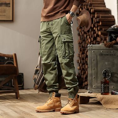 Japanese retro design overalls trousers casual trousers men's 2024 new versatile simple high street fashion loose_mkmklike.com