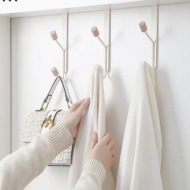 New iron door rear hook punch-free seamless door back hanger door coat hook wall hanging coat rack_voghion.com