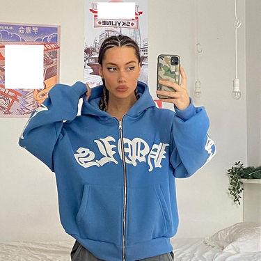 Women's Clothing new women's street hoodie foam zipper hooded sweatshirt_voghion.com