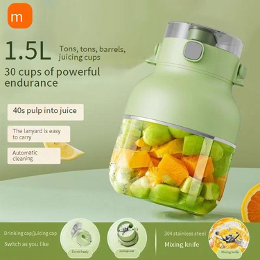 Portable Electric Juicer Blender Cup - 1000mL Large Capacity, 18000 RPM High Speed, 4 Blades, USB Rechargeable, Food-Grade PC Material, For Fruits_voghion.com