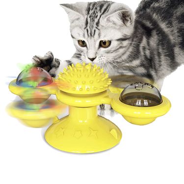 Pet Plastic Windmill Toy Teasing Cat Spinning Ball Boredom Relief Chewing Self-Entertainment Hair Scratcher_voghion.com