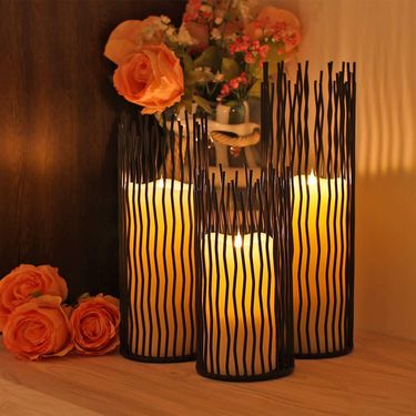 Handcrafted Wrought Iron Candle Holder – Elegant Scrollwork Design For Christmas, Halloween & Wedding Decor (Small/Medium/Large)_voghion.com