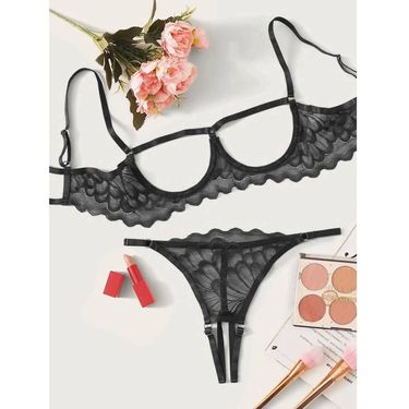 Sexiest Hollow Out Bra Gerie Set Open Crotch Thong Sexy L_voghion.com