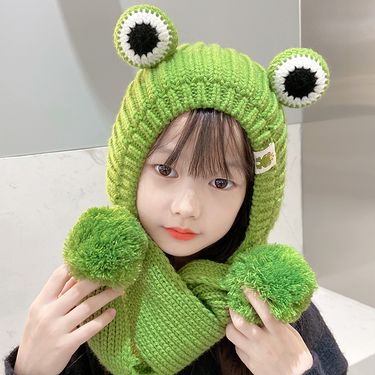 Children's Hats Boys And Girls Autumn And Winter Cute Super Cute Knitted Wool Hat Baby Velvet Warm Hat Scarf Integrated_voghion.com