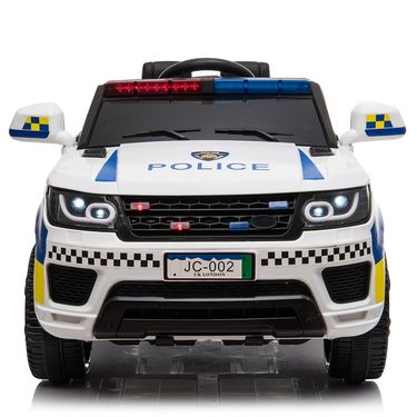 2.4G RC Police Car Toy With Dual-Drive & LED Lights, 12V Remote Control Vehicle With MP3 Player & 3 Speed Modes, White_voghion.com