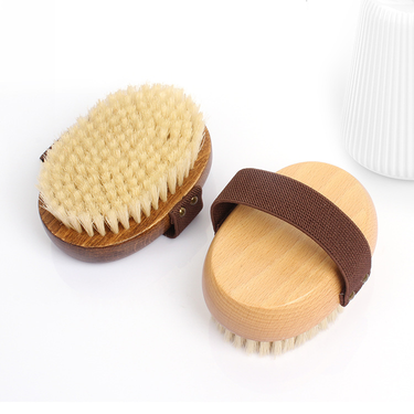 Bathing brush, pig hair, bath towel, wooden bath massage brush, dry and wet dual-purpose scrub bath brush_viptrois.com