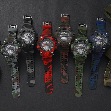 Foreign Trade Youth Boys Multifunctional Waterproof Outdoor Sports Watch Men's Large Dial LED Camouflage Electronic Watch_voghion.com