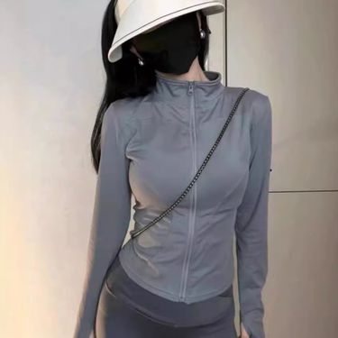RenMou Yoga Style Slim Fit Sun Protection Clothing For Women In Summer, Lightweight, Breathable, UV Resistant, Outdoor Cycling, Exclusive Supply_voghion.com