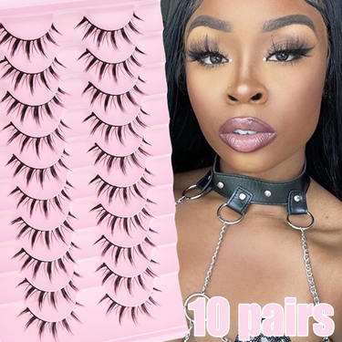 5/7/10 pairs of manga eyelashes naturally long 3D mink eyelashes fluffy volume mink false eyelashes cruel Wisp_voghion.com