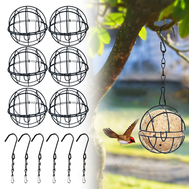 6Pcs Hanging Bird Feeder Suet Ball Suet Balls Holder For Outdoor Garden Feeding Metal_voghion.com
