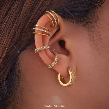 Square Sugar Retro Ear Hole Free Niche Ear Bone Clip Titanium Steel Inlaid Zircon Ear Buckle Earrings_voghion.com