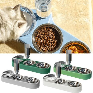 Guangying High-Capacity Pet Feeder Bowl Set With Beveled Mouth Automatic Drinking Water Splash-Proof Multi-Functional Cat Dog Food Bowl_voghion.com