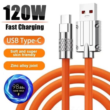120W 6A Super Fast Charge Type C Liquid Silicone Cable Quick Charge 2M USB Cable Usb C Charger Cable For Huawei Samsung Xiaomi_voghion.com