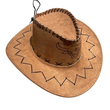 New Hat, Leather Velvet Cowboy Hat, Tourism Stage Performance, Western Bull Head, Large Brim, Suede Men's and Women's Hats_voghion.com