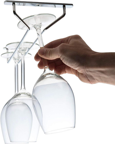 Upside Down Wine Glass Holder, Under Cabinet Wine Glass Holder Stainless Steel Goblet Holder - Cabinet Kitchen Bar Hanging Goblet Holder -13.7" Silver_voghion.com