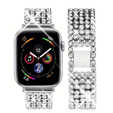 Unisex Accessories Watch Accessories Suitable For Watch Strap Five Bead Full Diamond Metal Watch Strap Iwatch9 1 Representative Strap_voghion.com