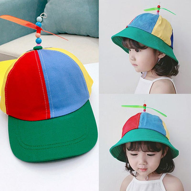 Zhuoxinder Colorful Pinwheel Children Soft Sunshade Outdoor Sports Baseball Cap- Bucket Hat_voghion.com