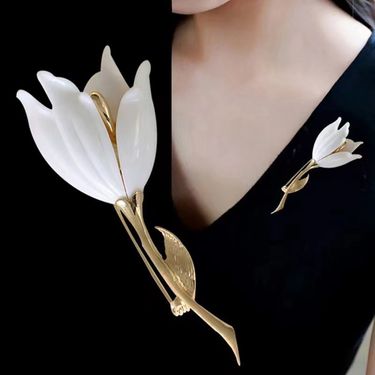Brooch Accessories Tulip Plants Flowers Vintage Magnolia Fashion Accessories_voghion.com
