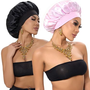 Hot-Selling Foreign Trade Wide-Brim High Elasticity Headscarf Beauty Shower Hair Women's Care Satin Sleep Cap_voghion.com