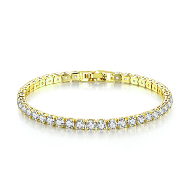 Zircon Bracelet Single Row 4mm Round Full Diamond Tennis Chain Hip Hop Fashion Bracelet_voghion.com