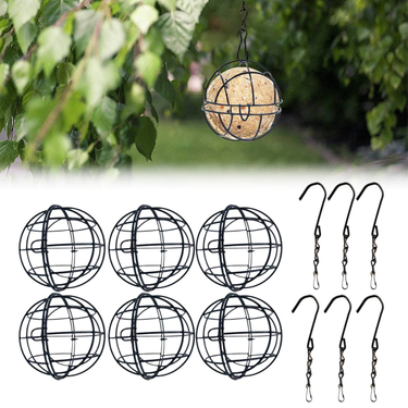 6Pcs Outdoor Bird Hanging Feeder Suet Ball Holder For Metal Bird Feeder Fat Ball Energy_voghion.com