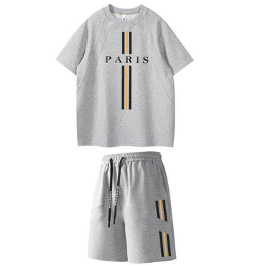 Men's Space Cotton Sport Set - Breathable Short Sleeve & 5" Shorts | Summer Activewear_voghion.com