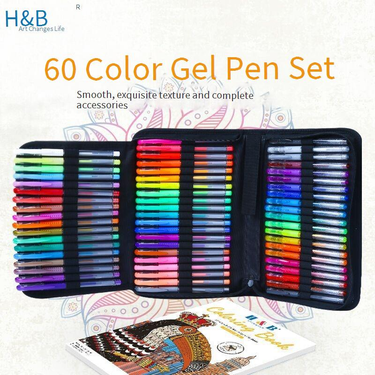 60-Color Gel Pen Set With Fluorescent & Glitter Markers, 120-Piece Bulk Art Supplies For Kids, Students & Artists_voghion.com