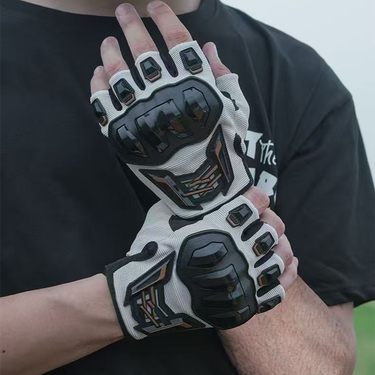 For Summer Breathable Riding, Motorcycle Shock Absorbent, Drop, Anti Slip Protection, Half Finger Riding Gloves_voghion.com