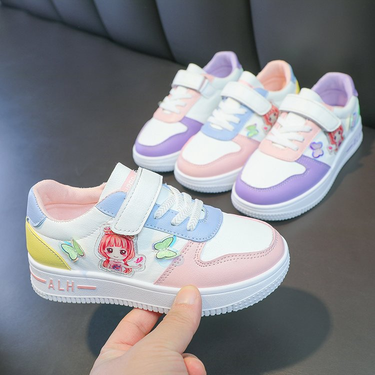 Children's small white shoes girls students flat casual sports shoes board shoes leather upper single shoes_voghion.com