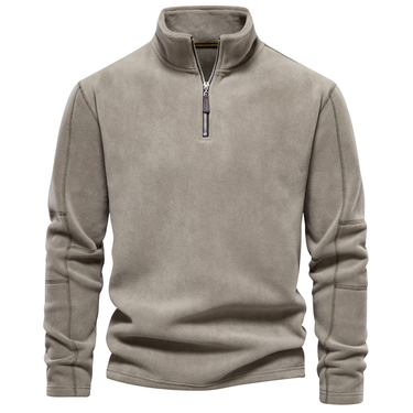 Autumn and Winter New Polar Fleece Sweater Stand Neck Half Zip Long Sleeve European Size Fashion Versatile Men's Top_mkmklike.com