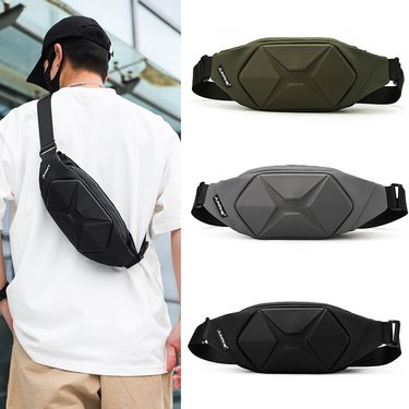 Hard shell bag men's chest bag outdoor motorcycle messenger bag men's trendy sports bag casual waist bag new waterproof backpack_voghion.com