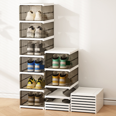 Upgraded Installation Free Thickened Shoe Box With Lid Transparent Shoe Cabinet Storage Box Home Simple Foldable Multi Layer Shoe Rack_voghion.com