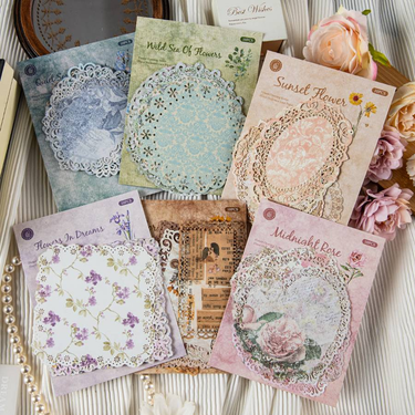 10 Sheets/pack Of Vintage Flower Die-cutting Paper Holder, Mixed Color Flower Theme, Decorative Collage Diary Supplies_voghion.com
